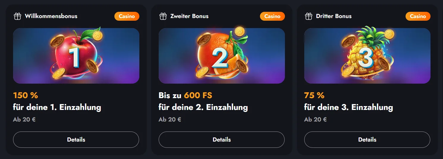 Die drei Martin Casino Einzahlungen im Detail
